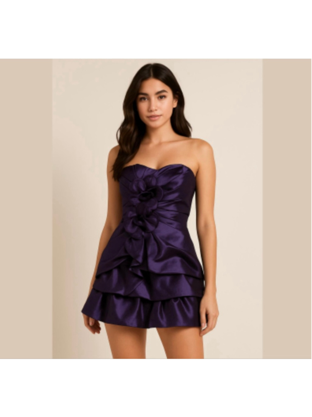 Siquin Hearts Purple Strapless Dress